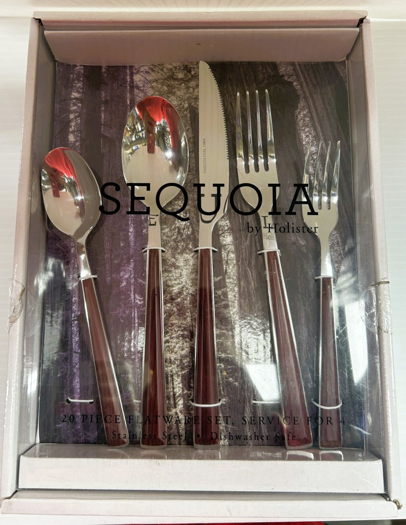 20pc Flatware Set Sequia | Cherry Wood | Stainless Steel | Holister