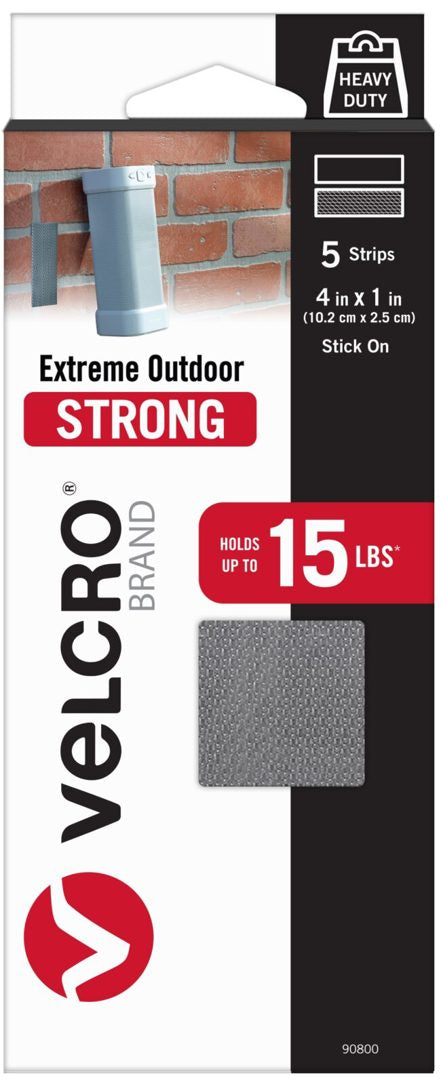 Velcro Extreme Outdoor Fastener Strip | Clear | 2"x4" | 2 pk | 10 lb