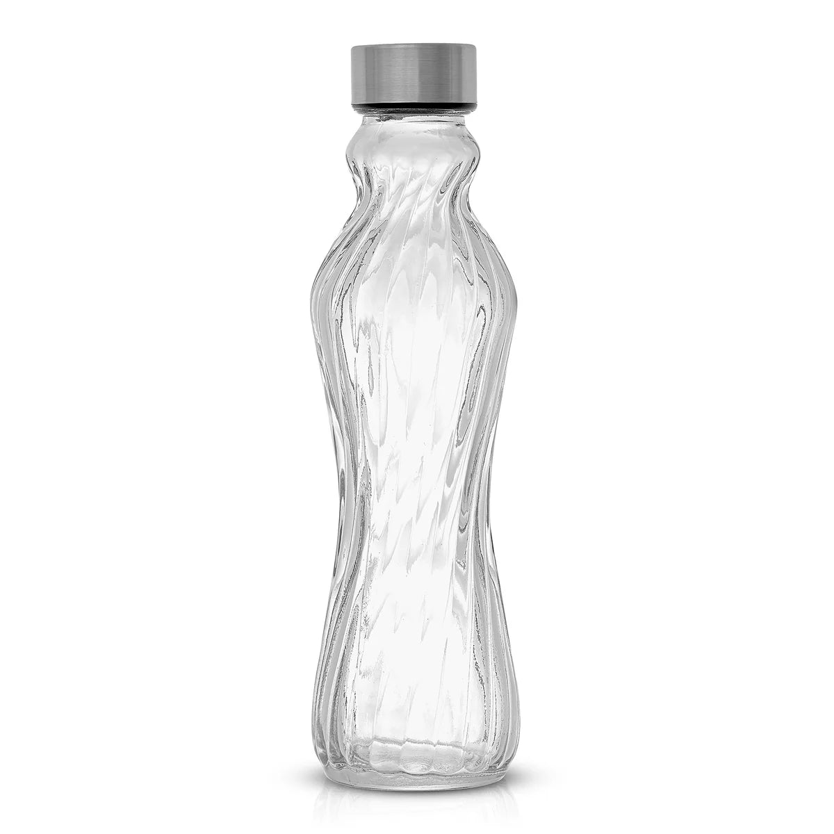 Fluted Glass Water Bottle 18oz Joy Jolt