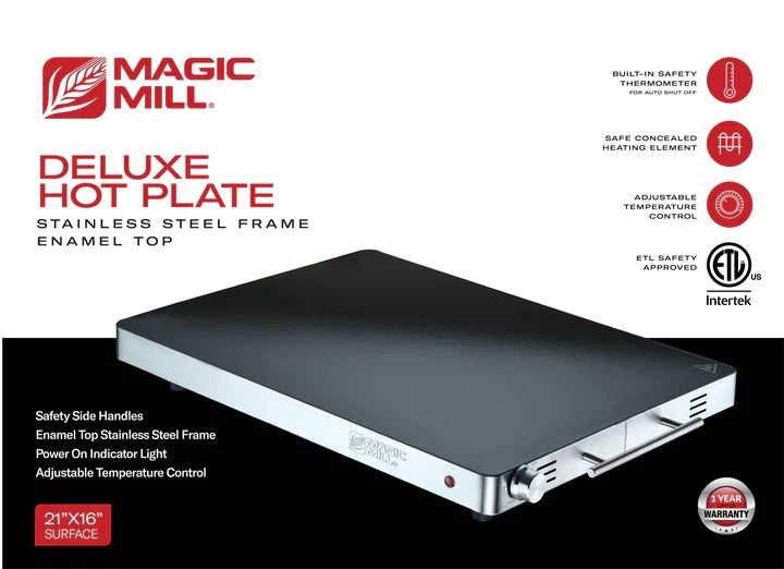 Deluxe Hot Plate Stainless Steel Frame Enamel Top Adjustable Tempature Control