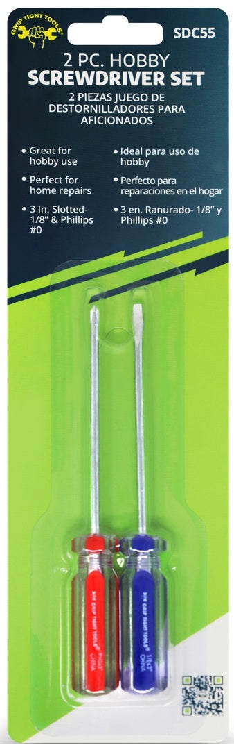 2pc Screwdriver Set Grip Tight Tools
