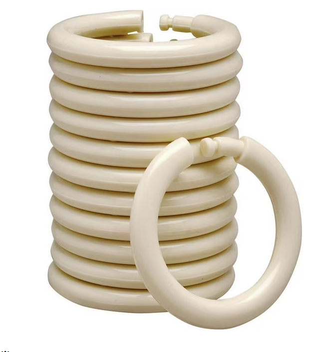 Curtain Hooks for Shower | Beige | Set of 12 | R&L Plastics