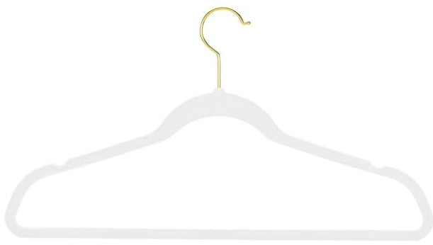 Velvet Hangers 10pk White Gold Hook Simplify