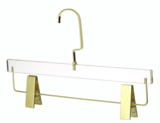 Skirt/Pants Hanger w/ Clips Clear w/Gold YBM