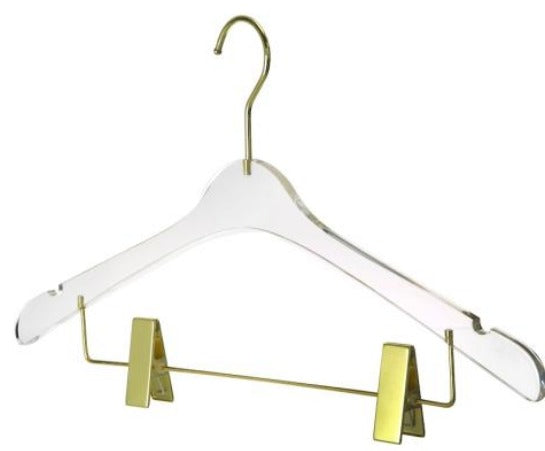 Children Hanger w/Clips Clear w/Gold Hook YBM