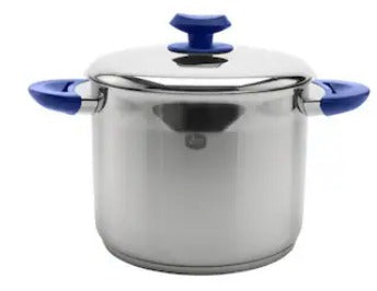 YBM Home 7QT Stainless Steel Pot | Tri-Ply with Blue Handles