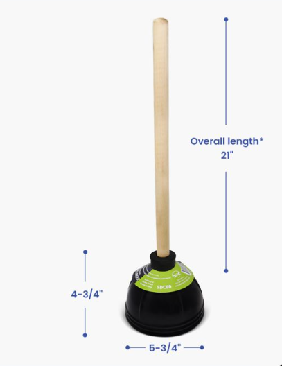 Force Cup Plunger | Jumbo Rubber Cup & Wood Handle | GripTight Tools