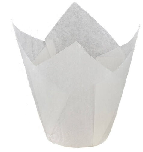 Small White Tulip Disposable Baking Cup 2-3/8"H