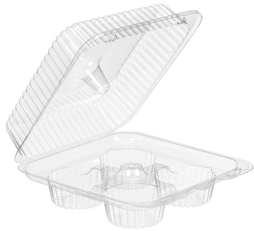 4-Compartment Cupcake Hinge Container Inline