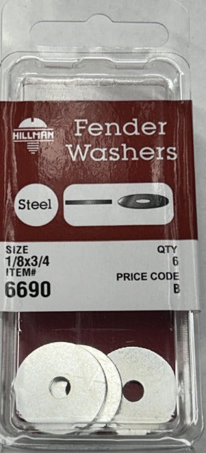 Fender Washers 1/8 x 3/4 6PK
