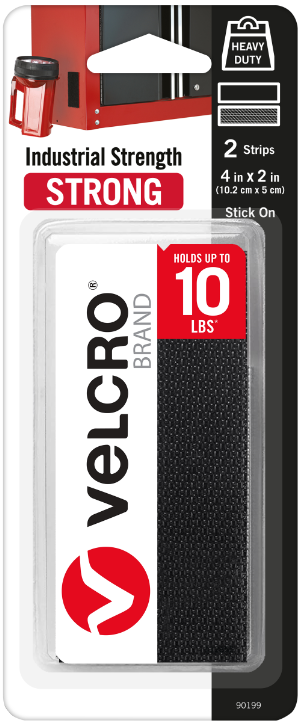 Velcro Industrial Strength Strips | Black | 2"x4" | 2 pk | 10 lb