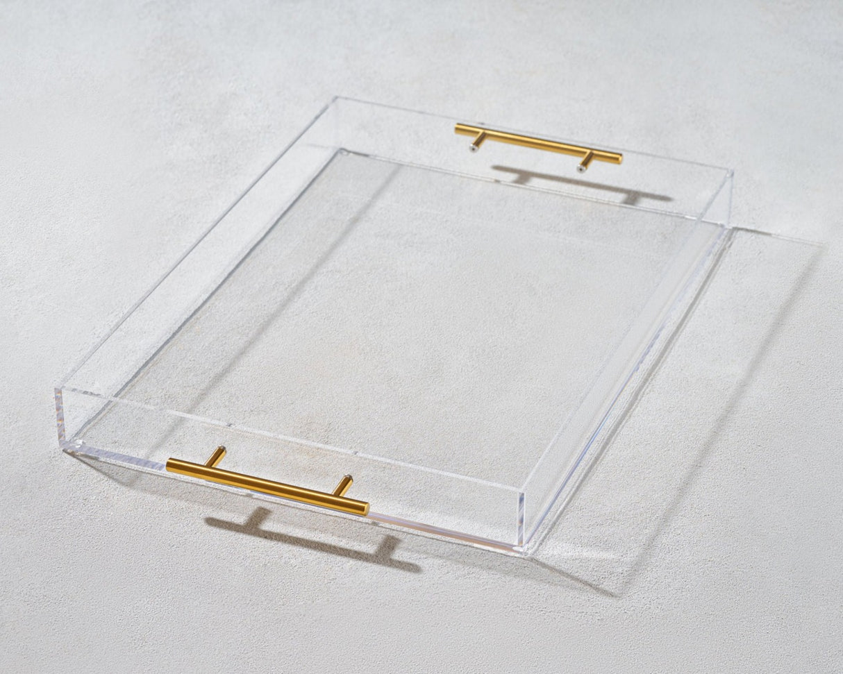 Grace Acrylic Clear Tray w/Gold Handle Vikko