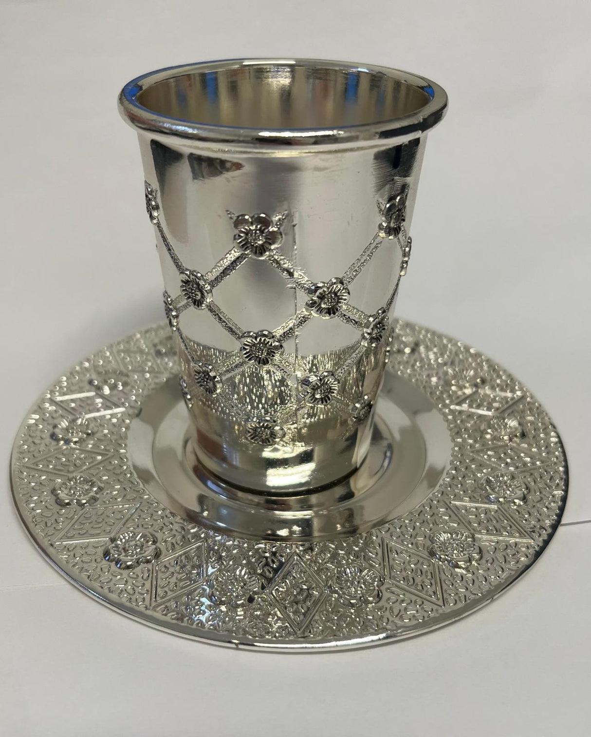 Kiddush Cup With Plate | Silver Plated | Weiss Judaica