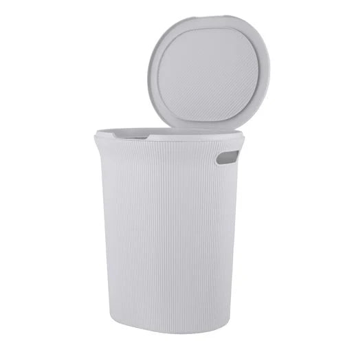 Superio Ribbed Laundry Hamper 40L | White Smoke with Lid
