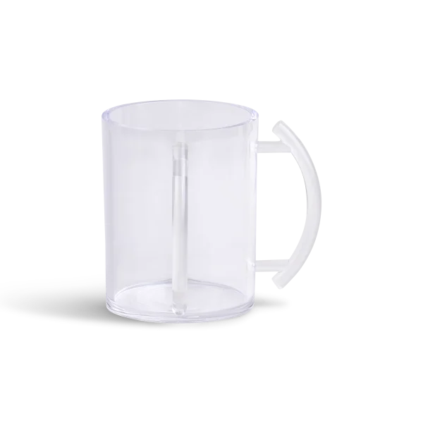 Acrylic Washing Cup Clear with frosted clear handles