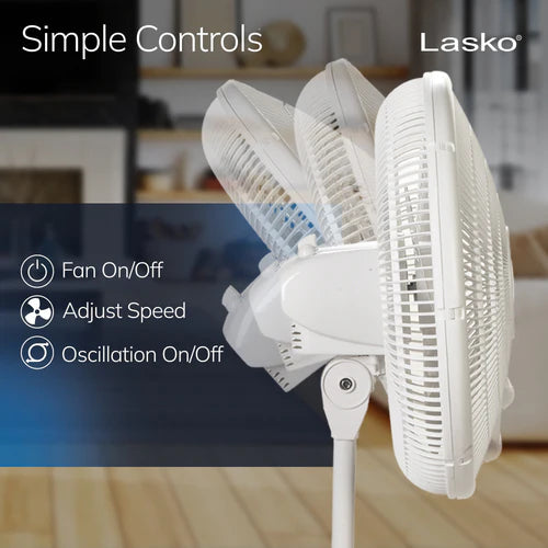 Oscillating Stand Fan White (16") 3 Speed Lasko