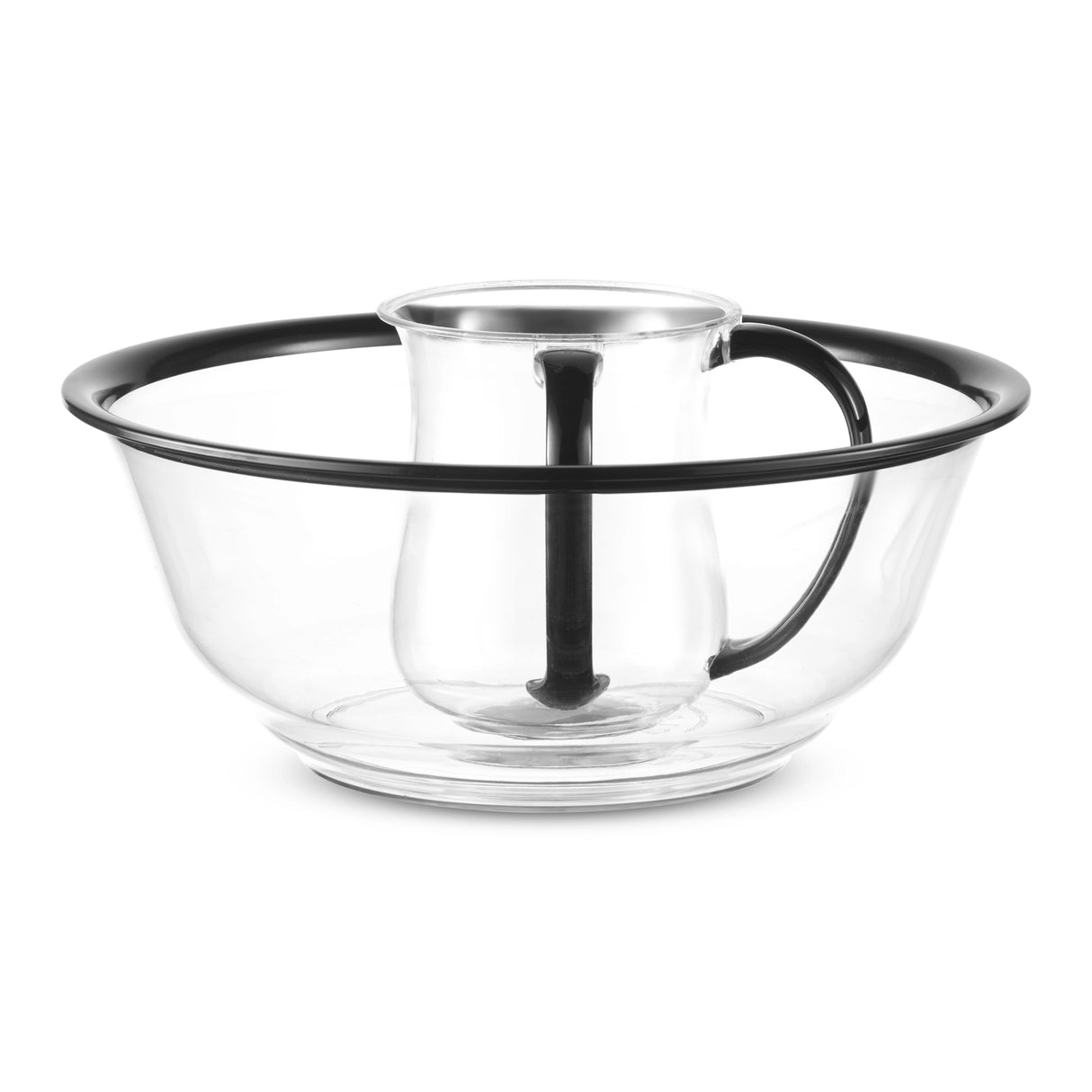 Wash Cup & Bowl Set Clear & Black Rim