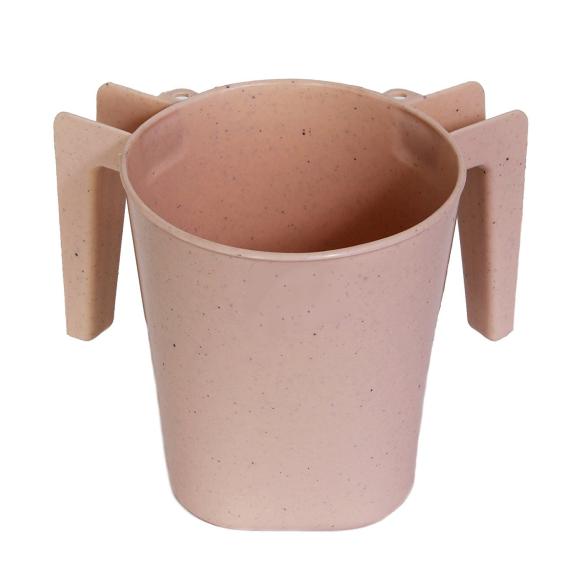 Plastic Square Wash Cup Beige w/Dots (BA154)