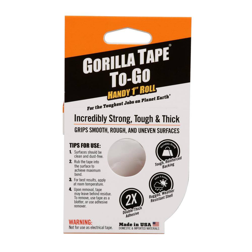 Gorilla Glue Tape | 1" x 30 ft | To-Go Roll | Heavy Duty | Weather Resistant