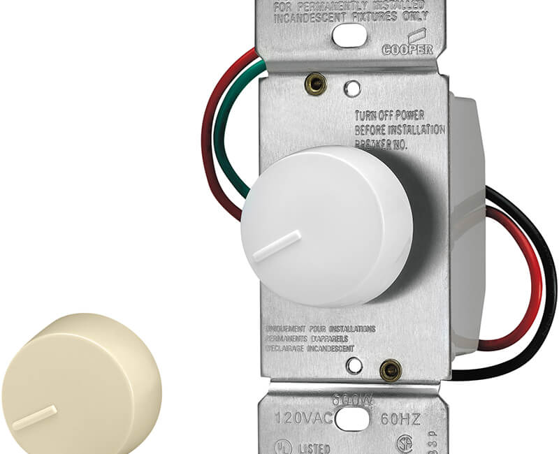 Rotary Dimmer 600W White Clamshell Eaton