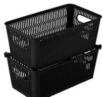 Slide & Stock Storage Tote Small Black 2pk Simplify
