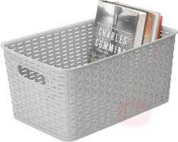 Storage Rattan Basket Deep Large Grey YBM