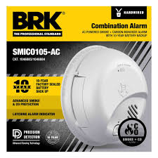 AC Powered Smoke + Carbon Monoxide Alarm 10 Year battery Backup BRK
