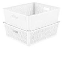Slide & Stock Storage Tote Large White 2pk Simplify