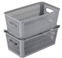 Slide & Stock Storage Tote Small Grey 2pk Simplify
