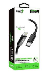 Lightning to Type-C Cable | Fast Charging 5FT | Black | Mighty Wireless