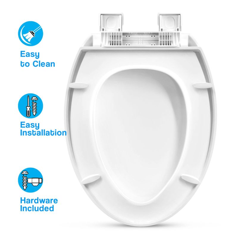Slow Close Plastic Toilet Seat Elongated Power Clean