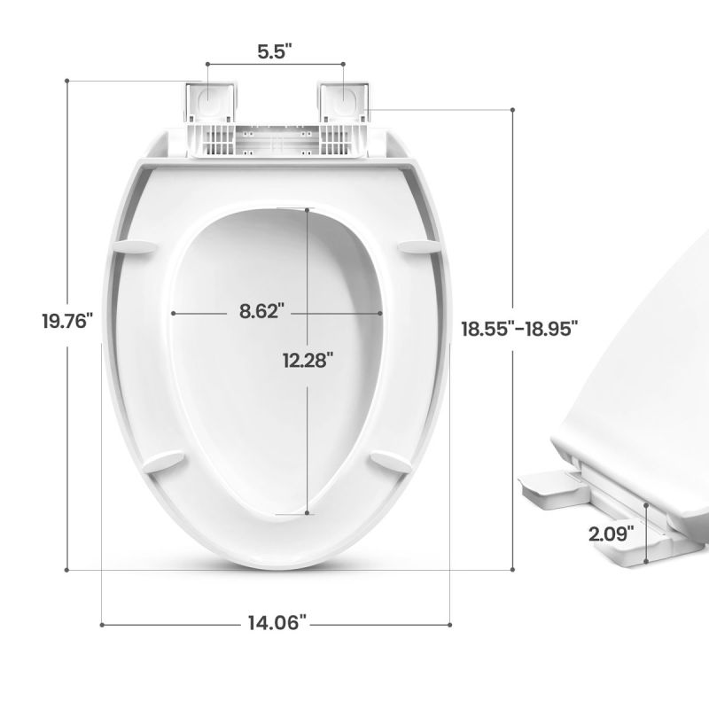 Slow Close Plastic Toilet Seat Elongated Power Clean