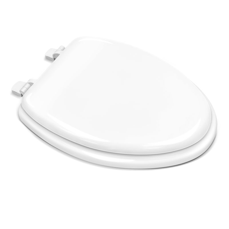 Elongated Wood White Toilet Seat Power Clean