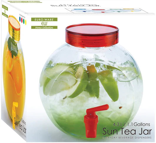 Glass Beverage Dispenser 1.1 Gallon | Sun Tea Jar | Euro‑Ware