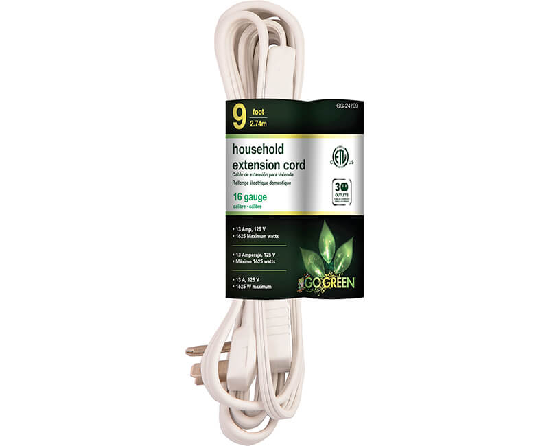 9' Extension Cord White Go Green
