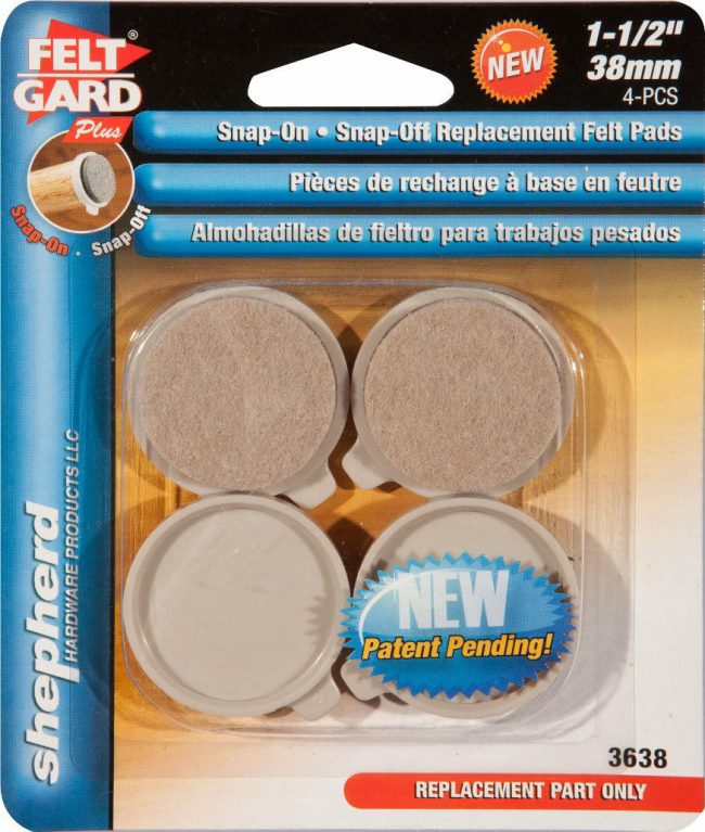 Snap On-Snap Off Replacement Felt Pads 1-1/2" Shepherd