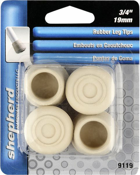 White Rubber Leg Tips 3/4" Shepherd