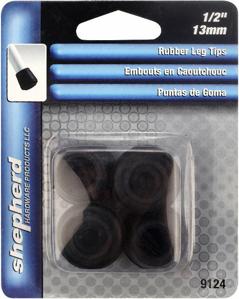 Black Rubber Leg Tips 1/2" Shepherd