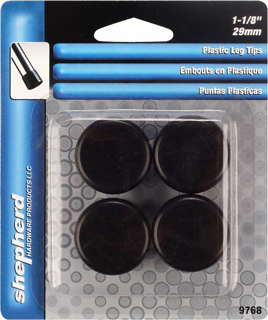 Plastic Leg Tips 1-1/8" Black Shepherd