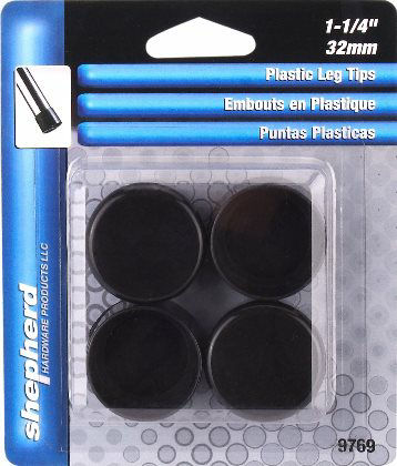 Plastic Leg Tips 1-1/4" Black Shepherd