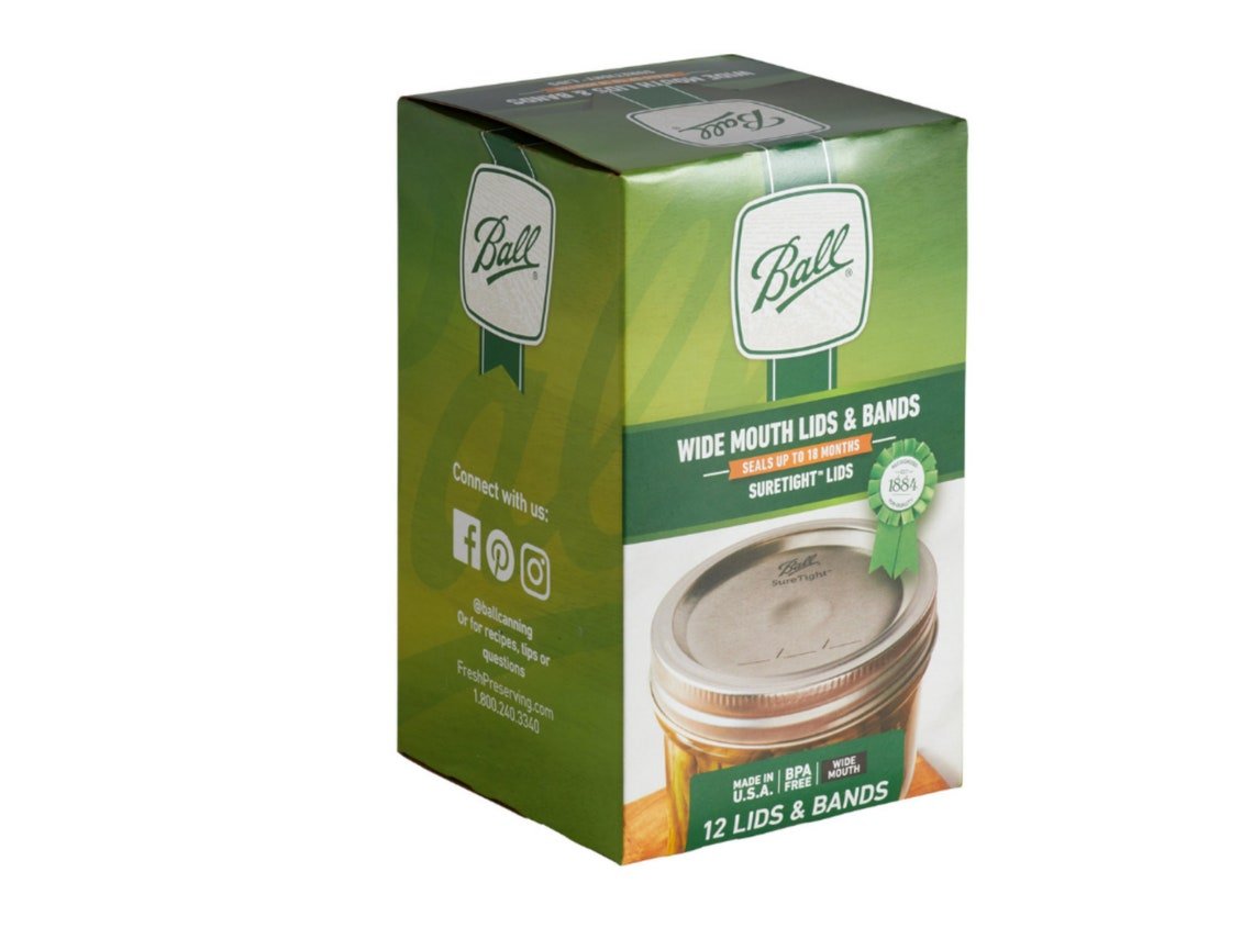 Wide Mouth Glass Mason Jar Lids and Bands 12PK Ball