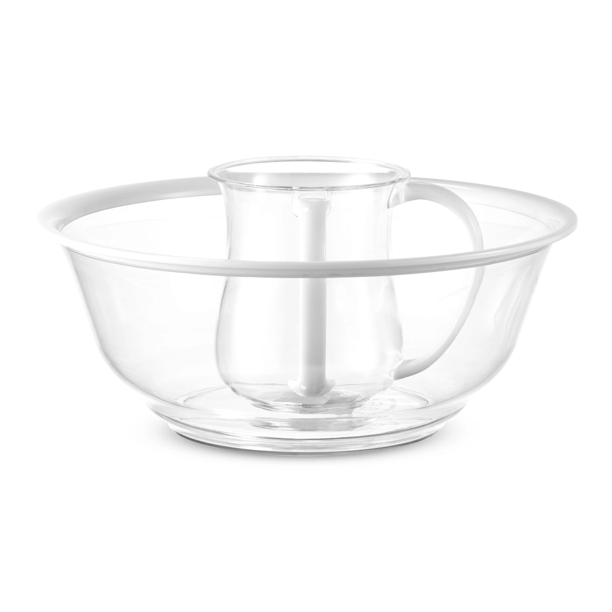 Wash Cup & Bowl Set Clear & White Rim