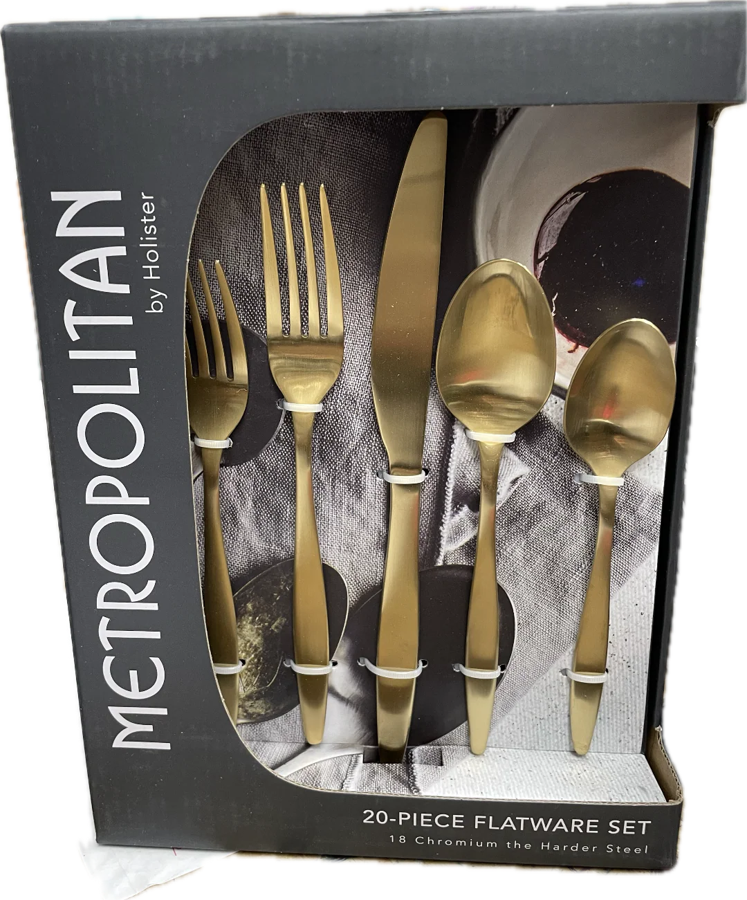 Heavy Cube Gold Flatware, 20Pc Metropolitan