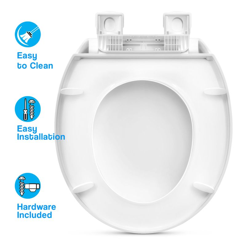 Slow Close Round Plastic Toilet Seat Power Clean