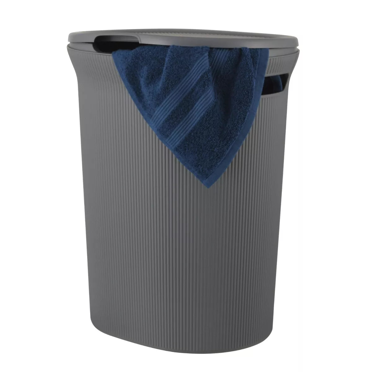Superio Ribbed Laundry Hamper Grey | 40L Basket with Lid