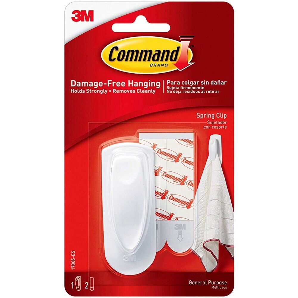 Command Spring Clip Hook | Small | White | Plastic | 3M