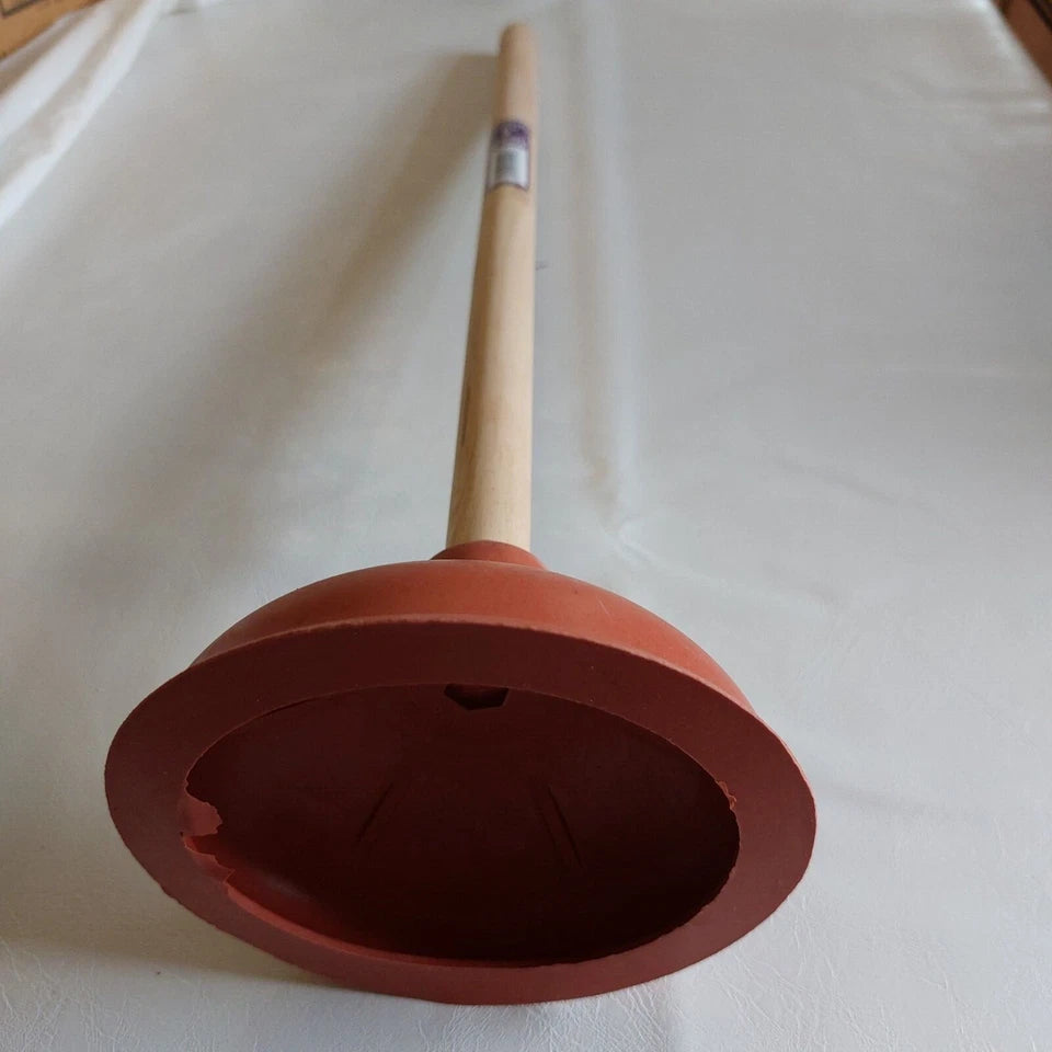 Red Plunger With Wooden Handle | 5" Rubber Cup | Aqua Plumb