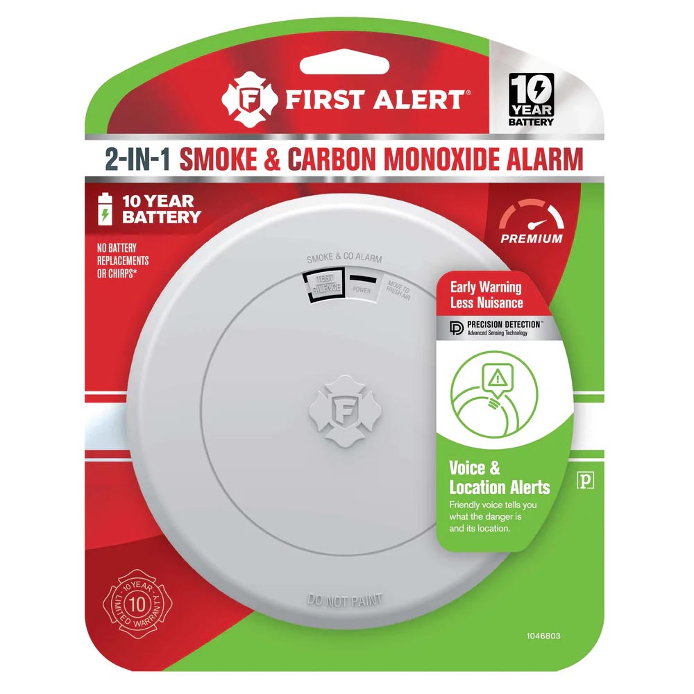 Smoke & CO Alarm with Voice & Location Alerts 10 Year Battery First Alert