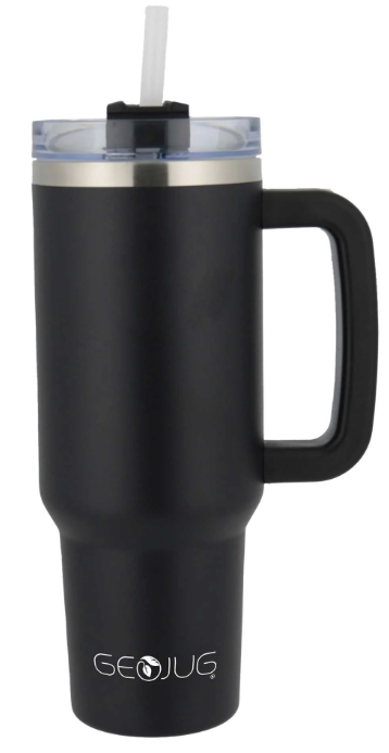 Insulated Tumbler Cup with Handle, Lid & Straw | 40 oz | Stainless Steel | Brentwood