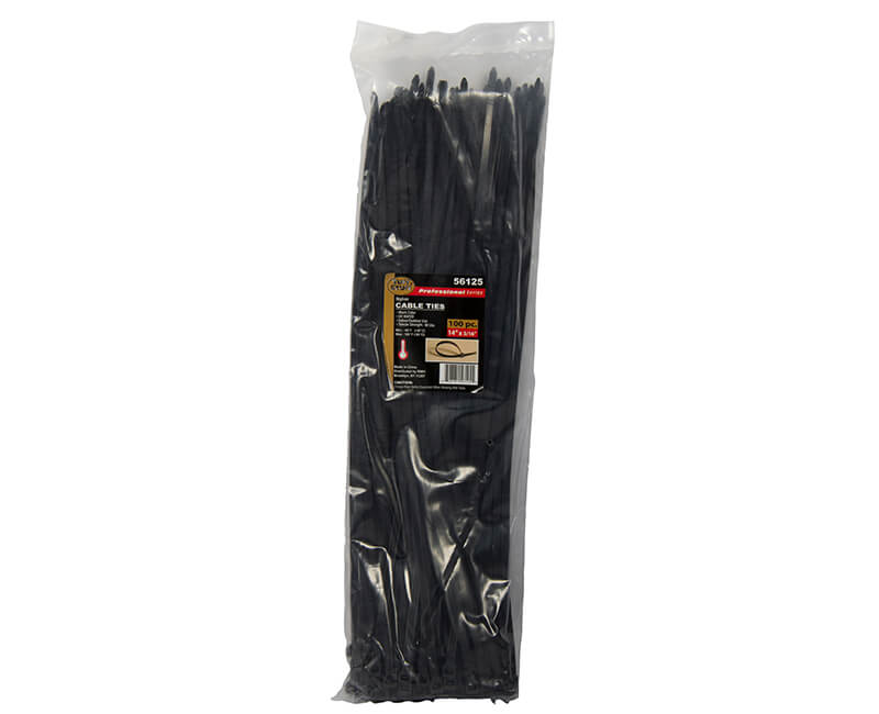 Nylon Cable Ties 60 lb | 14" | Black | 100 Per Bag | Tuff Stuff